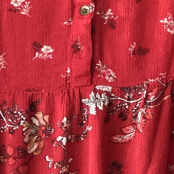 Knox Rose Red Floral Dress Boho Fall Long Sleeve V-Neck Women's Size Small - Picture 4 of 8